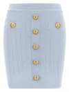 Balmain 2-pockets Button-front Rib Mini Skirt In Blue