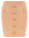 Balmain Buttoned Knitted Midi Skirt In Pink