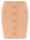 Balmain Buttoned Knitted Midi Skirt In Pink