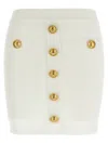 Balmain Knit Mini Skirt With Embossed Buttons Women In White