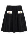 Balmain 2-button Velvet Knit Flared Mini Skirt
