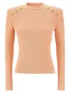 Balmain Ribbed Crew Neck Sweater With Gold Buttons