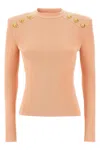 Balmain Ribbed Crew Neck Sweater With Gold Buttons