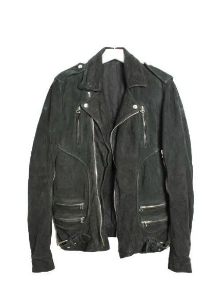 Pre-owned Balmain Christophe Decarnin Era Suede Leather Moto Biker Jacket In Black