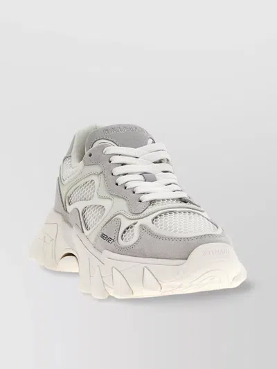 Balmain Chunky Sole Mesh Sneakers In White