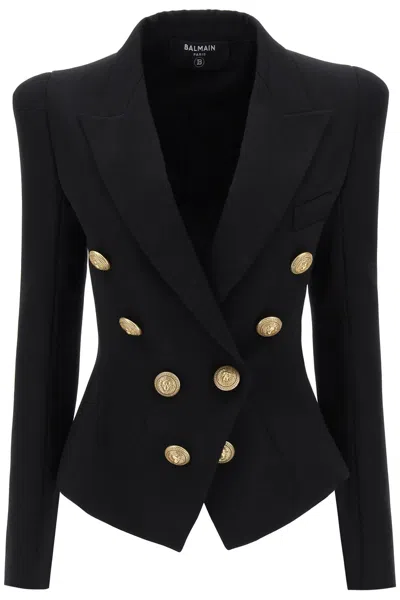 Balmain Classic Black Double-breasted Wool Jacket For Women