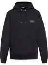 Balmain Classic Black Hoodie With Kangaroo Pocket In Blue