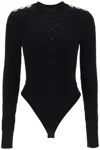 BALMAIN CLASSIC BLACK KNIT BODYSUIT WITH EMBOSSED BUTTONS FOR WOMEN