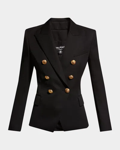 Balmain Wool Blazer With Iconic Metal Buttons In Black