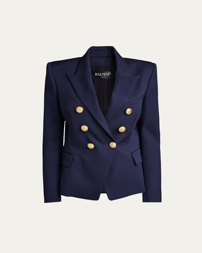 Balmain Classic Double-breasted Blazer In Blue