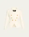 Balmain Classic Double-breasted Fitted Wool Jacket In White