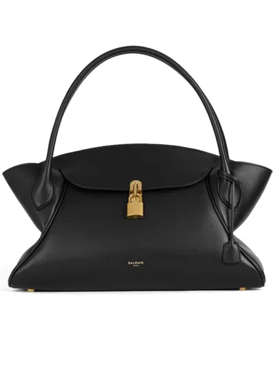 Balmain Classic Handle Bag M In Black