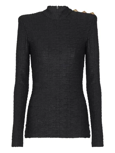 Balmain Classic Ls Top Clothing In Black