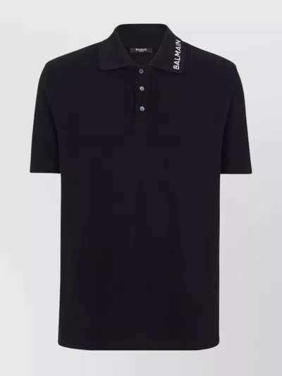 Balmain Classic Polo Shirt With Polo Collar And Straight Hem In Blue