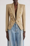Balmain Cotton Peak-lapel Blazer In 0fk Beige