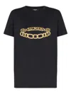 Balmain Crew Neck Graphic Print Short Sleeves In Black