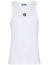 Balmain Logo-embroidered Tank Top In White