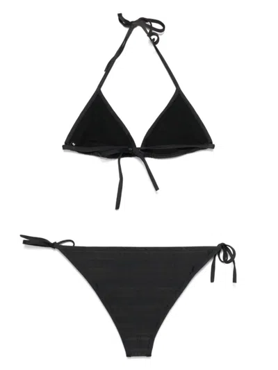 Balmain Classic Triangle Bikini With Adjustable Ties In Black
