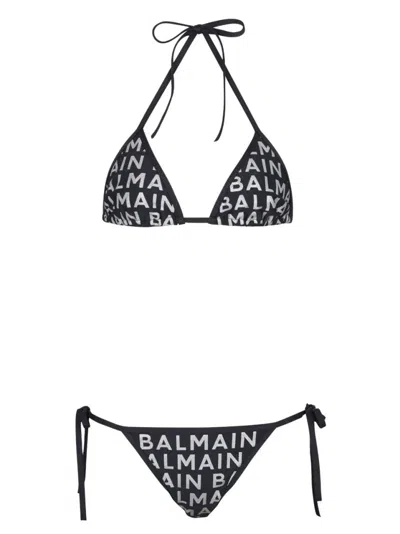 BALMAIN BALMAIN CLASSIC TRIANGLE BIKINI WITH BOLD LOGO PATTERN