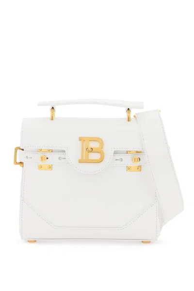 Balmain Classic White Calf Leather Top-handle Bag In Neutral