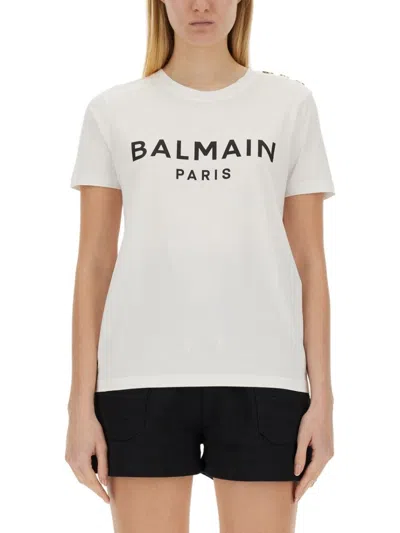 Balmain Classic White T-shirt With Bold Logo