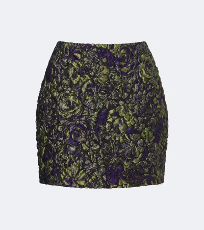 Balmain Cloqué Jacquard Miniskirt In Black