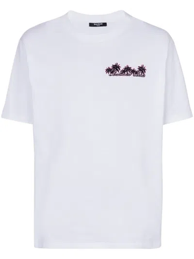 BALMAIN CLUB-PRINT COTTON T-SHIRT