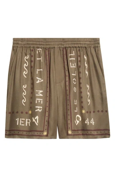 Balmain Club Printed Satin Shorts In Green