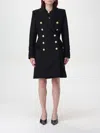 Balmain Double Breasted Logo Button Coat In 黑色