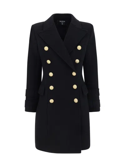 Balmain 10 Buttons Coat In Virgin Wool And Cashmere Women In Black