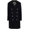 Balmain Double-breasted Coat In Blue