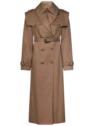 Balmain Coat In Brown