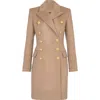 Balmain Double-breasted Wool Coat In Brown