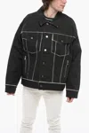 BALMAIN COATED DENIM JACKET WITH CONTRASTING HEMS