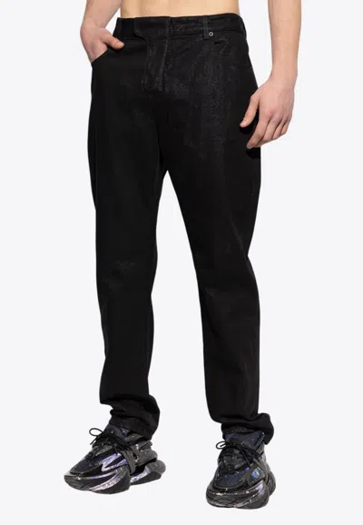 Balmain Coated Straight-leg Jeans