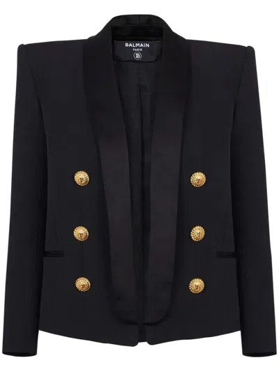 Balmain Virgin Wool Edge-to-edge Jacket In Black