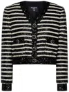 Balmain Striped Sequined Crop Jacket With Button Details In Multicolor