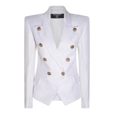 Balmain Natte Single-breast Blazer In White