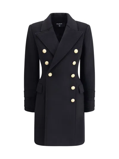 Balmain Coats In Black