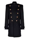 Balmain Wool And Cashmere Coat With Detachable Bib Front In Black