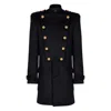 Balmain Wool And Cashmere Coat With Detachable Bib Front In Black