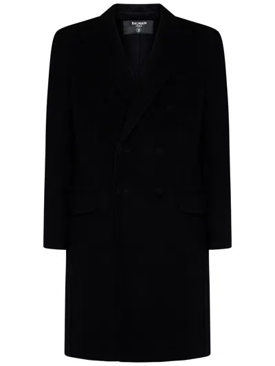 Balmain Coats In Black