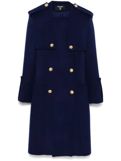 Balmain Coats In Blue