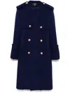 Balmain Long Coat Double-breasted Gold Buttons In Blue
