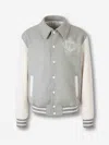 Balmain Gray Bicolor Wool Varsity Bomber Jacket In Gray