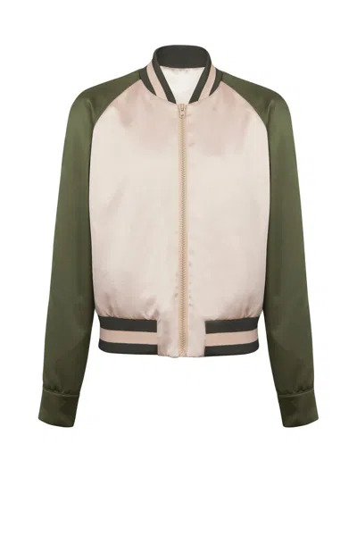 Balmain Paris Logo-embroidered Bomber Jacket In Ivoire/kaki