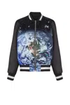 Balmain Logo Planet Zip-up Bomber Jacket In Multicolour