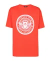 Balmain Coin Cotton T-shirt In Orange