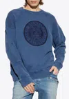 Balmain Coin Embroidered Crewneck Sweatshirt In Blue