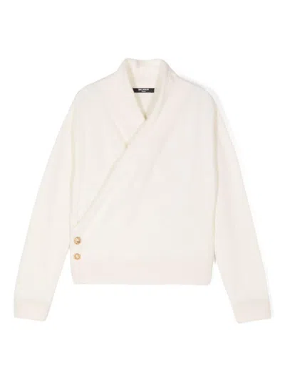 Balmain Kids' Coin-engraved Buttons Top In White